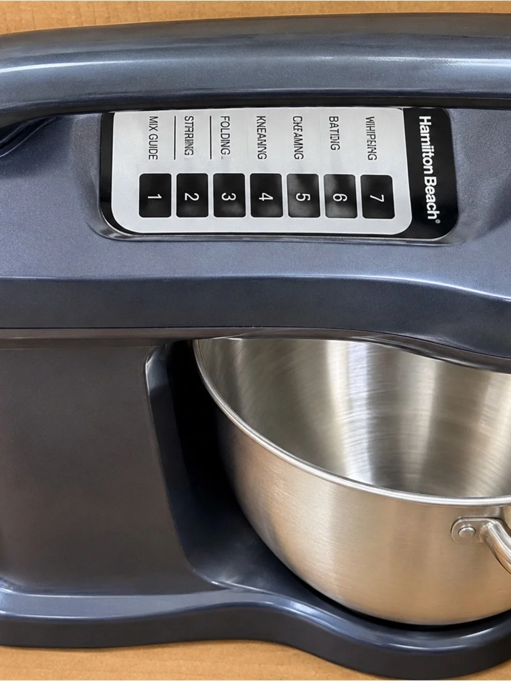Hamilton Beach Gray Stand Mixer with Stainless Steel Bowl with accessory